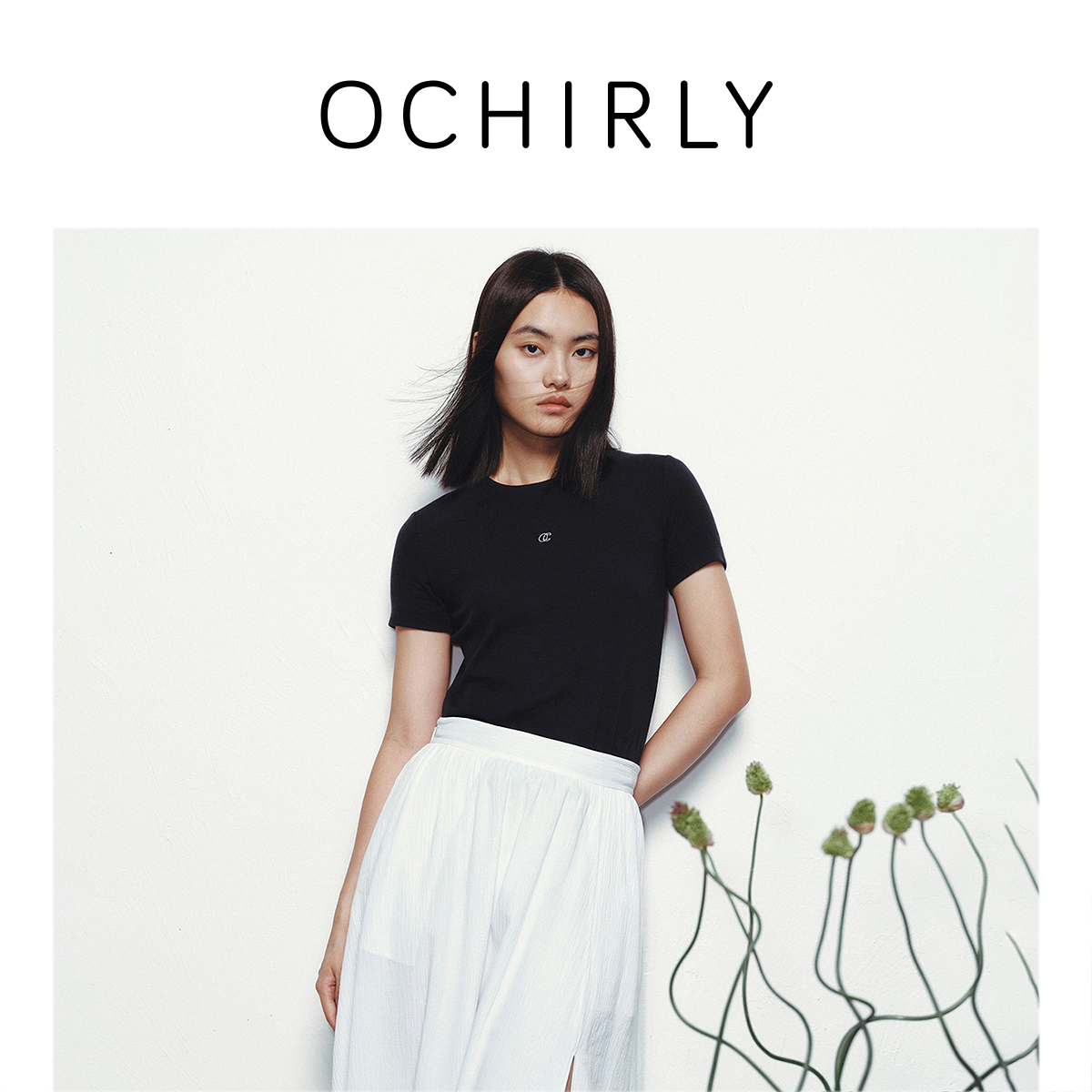 【商场同款】OCHIRLY欧时力字母刺绣短袖t恤女透气25夏新款流光风