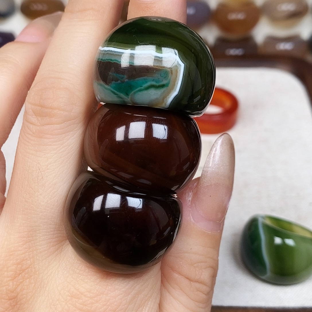 炎***沫玛瑙/玉髓未镶嵌戒指