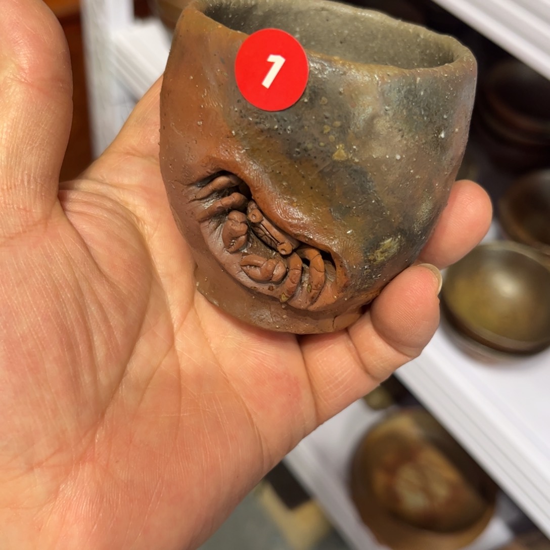 宽山手捏备前茶杯茶宠茶盘