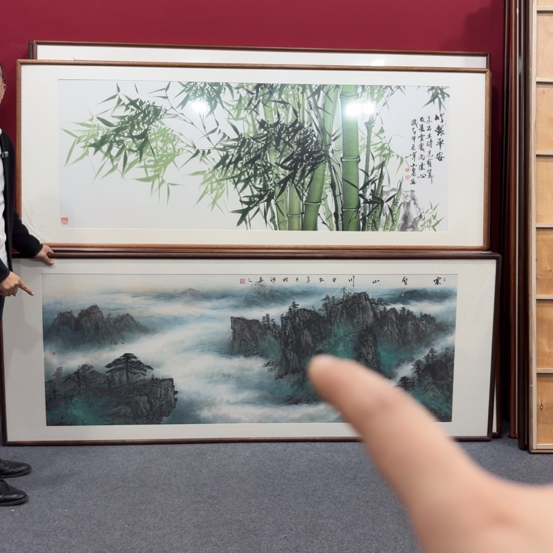 国画带框绘画210/80尺寸