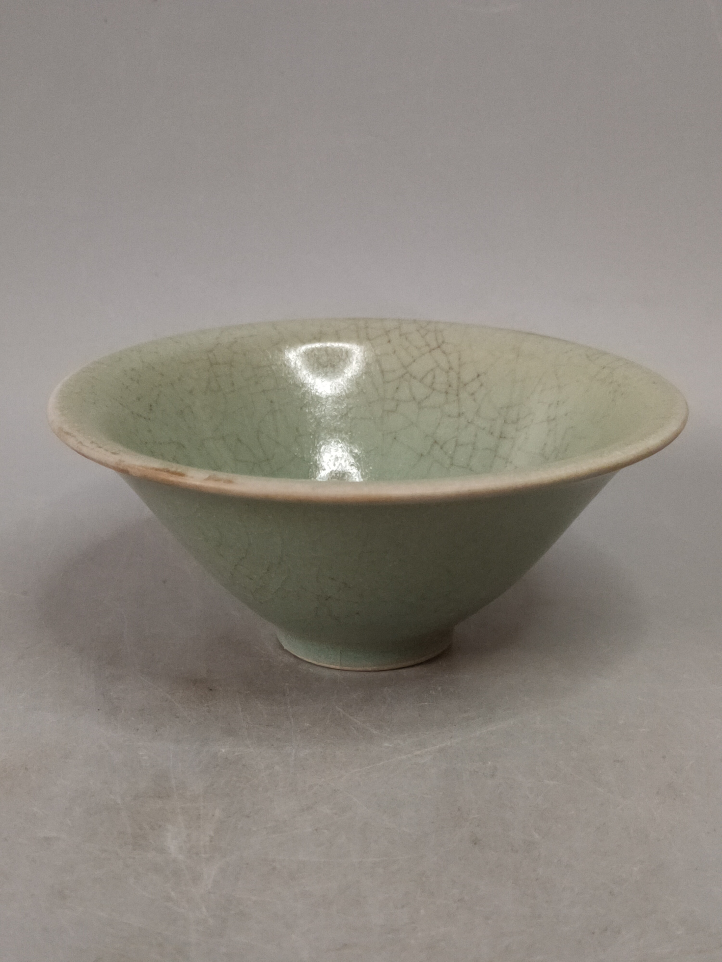 汝窑斗笠盏，口直径11.9cm，高5cm，老汝瓷，旧藏，喜欢的来
