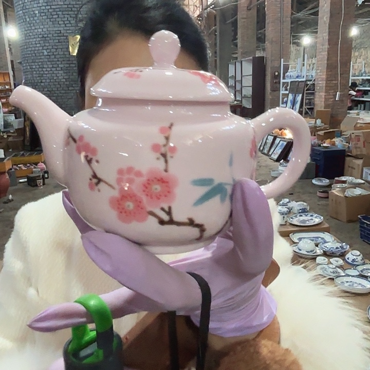 摆件陶景德镇高温红希希壶