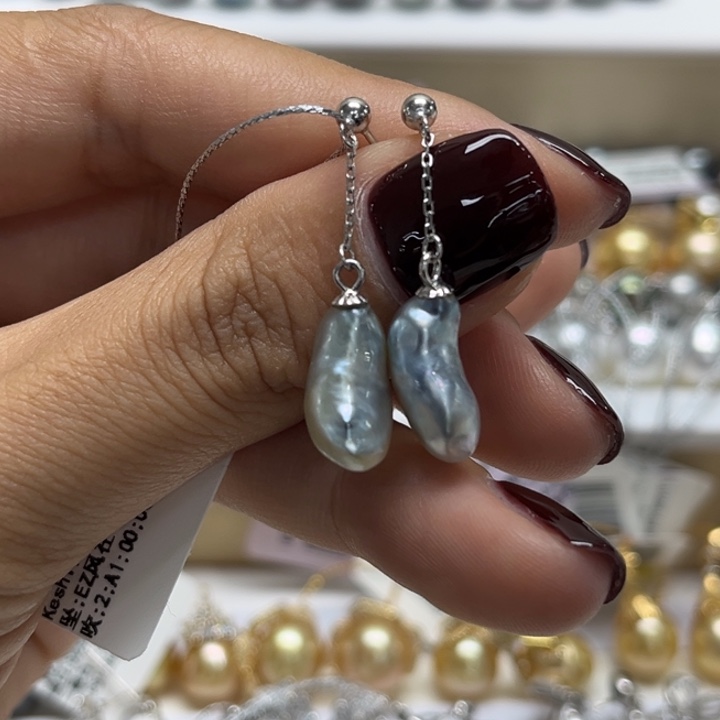 银S925镶嵌耳饰海水珍珠57号