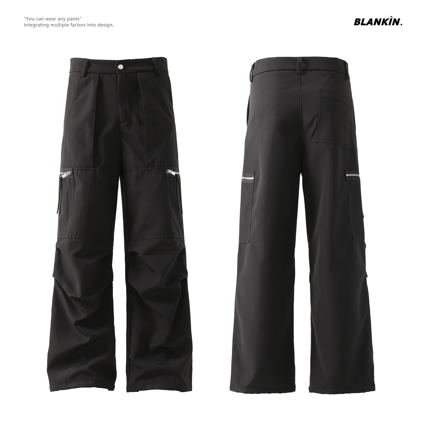 高品质复合面料YKK拉链设计款情侣工装休闲裤WK29