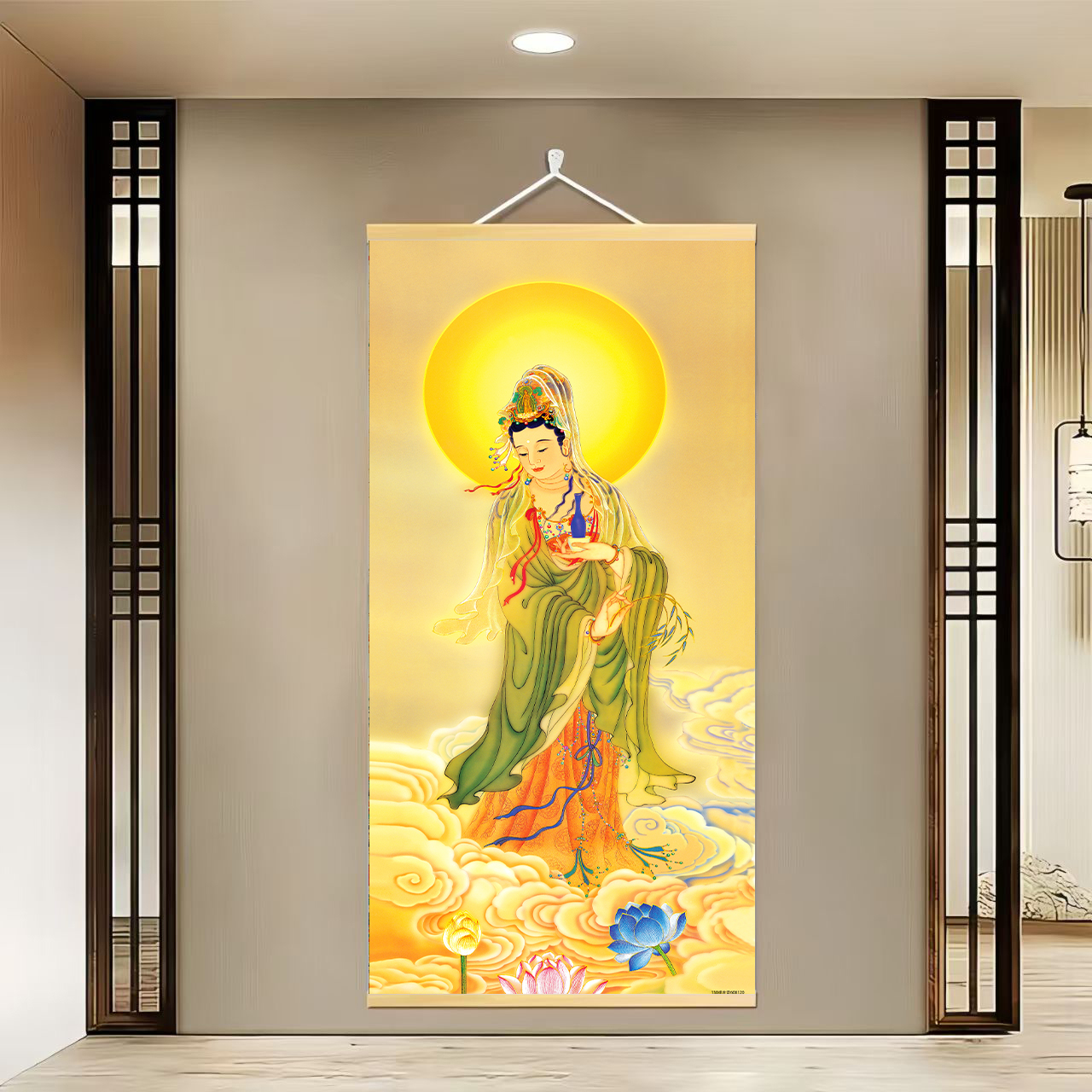 【130西方三圣观世音菩萨】60*120现代简约装饰画办公室家居装饰画