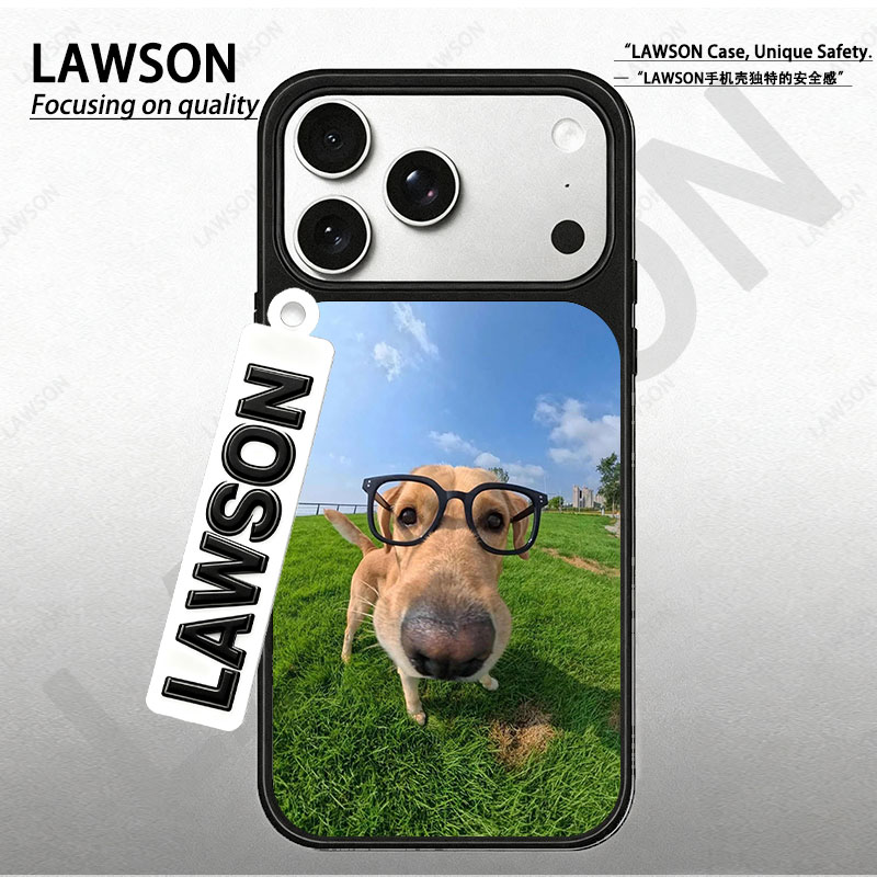 眼镜小狗磨砂磁吸黑边苹果17promax/16/15华为小米防摔防汗手机壳