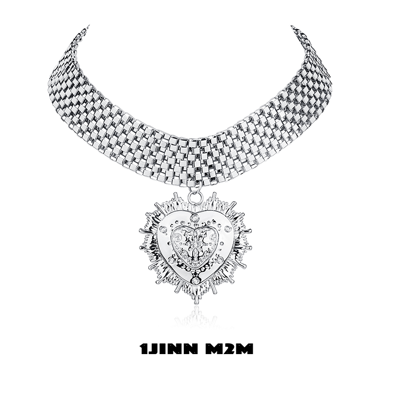 铜合金亚克力吊坠 1JINN M2M 重工复古朋克爱心choker【青青款】