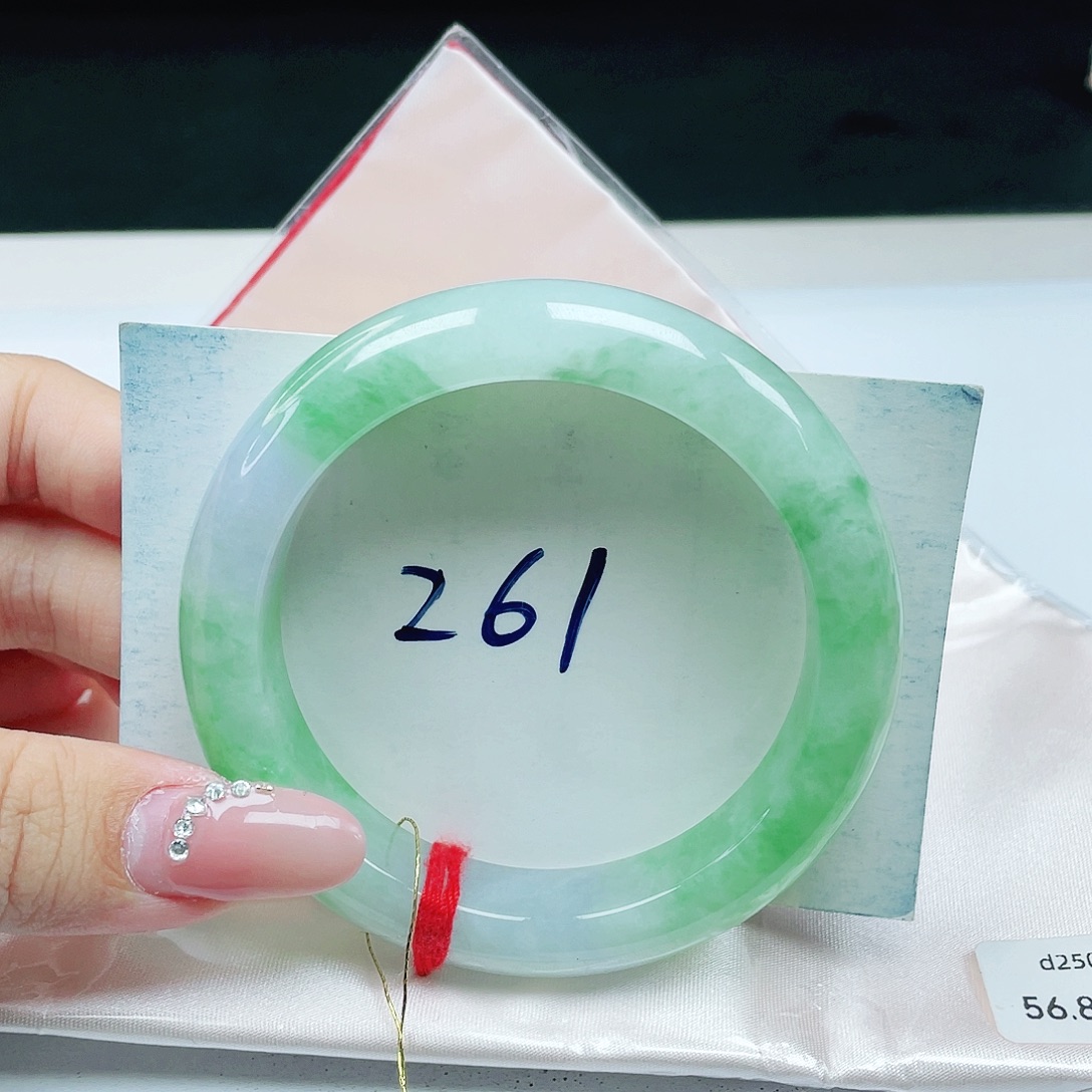 翡翠未镶嵌手镯正圈56+