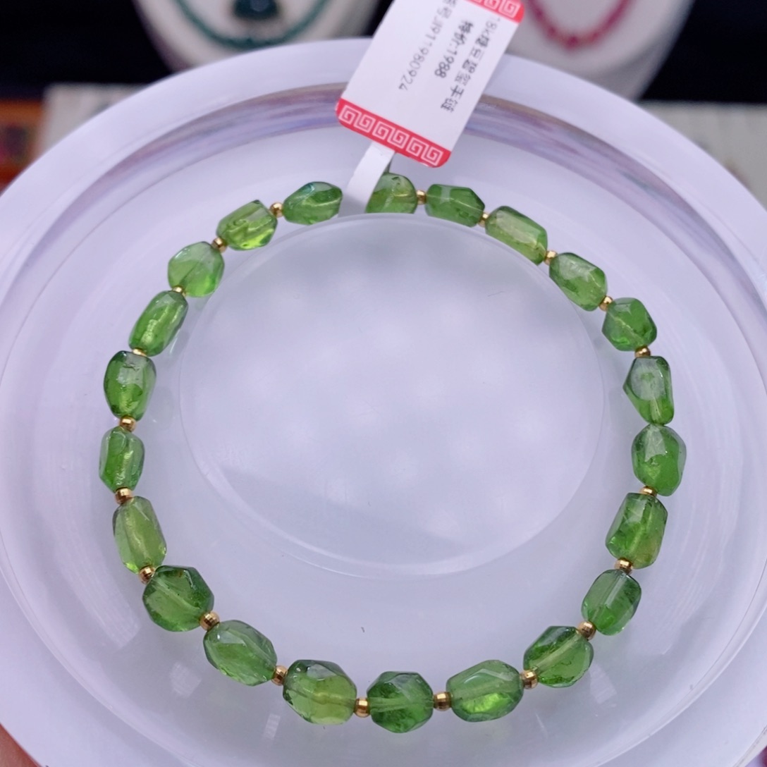 18K金镶嵌手链碧玺糖豆手链yy