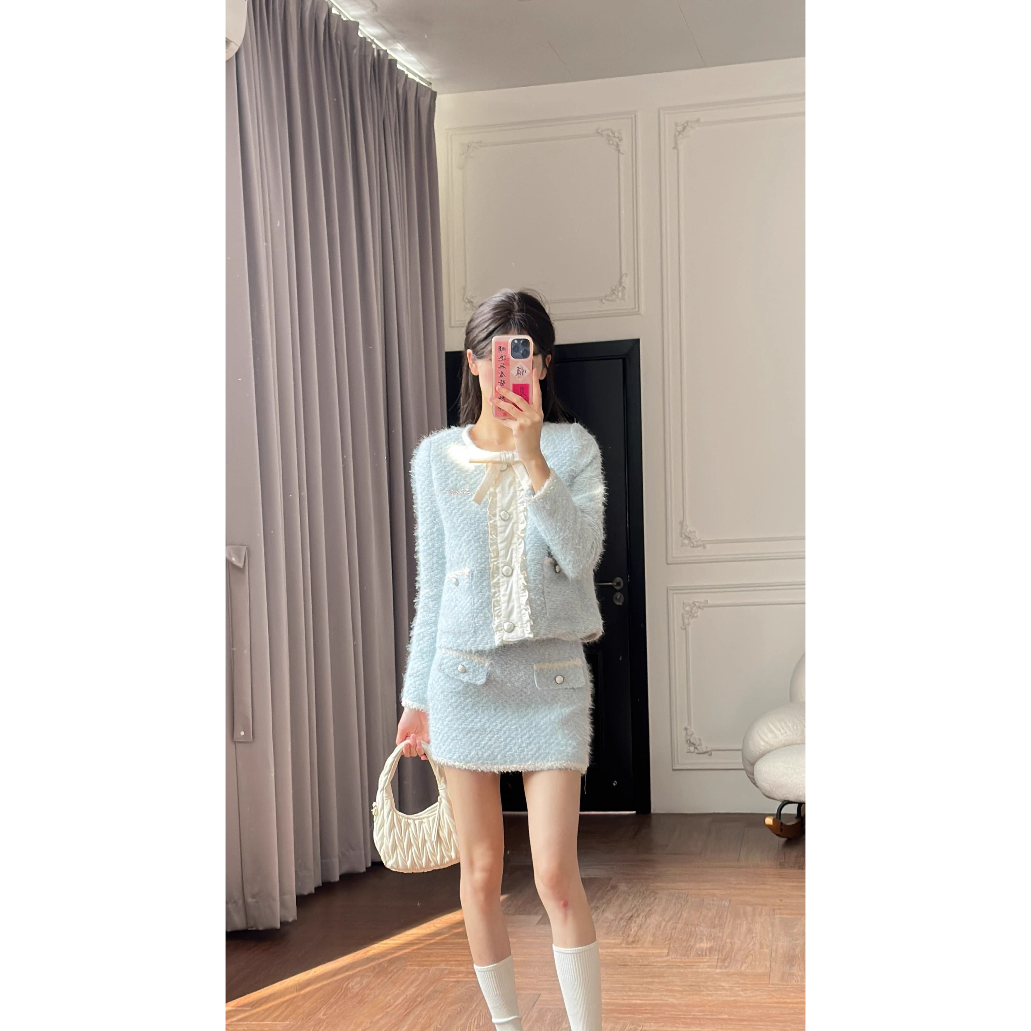 上衣小香风气质短裙时尚秋季粗花呢显瘦高腰半裙重工秋冬女装富家