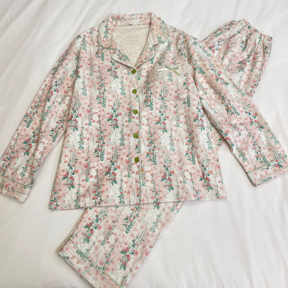 睡衣女士冬季暖绒开衫长袖长裤休闲甜美宽松大码可外穿家居服套装