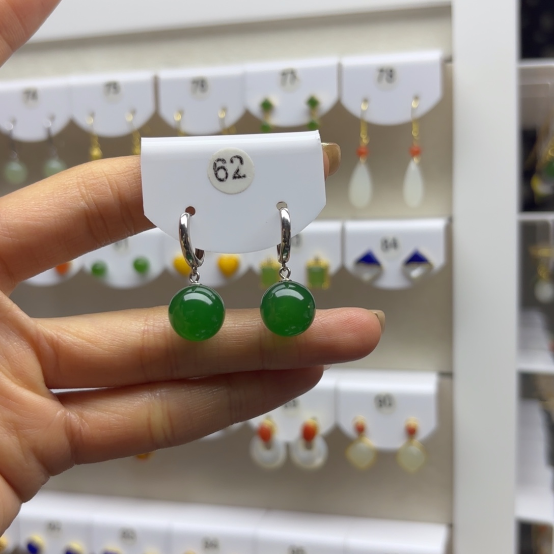 玛瑙/玉髓银S925镶嵌耳饰