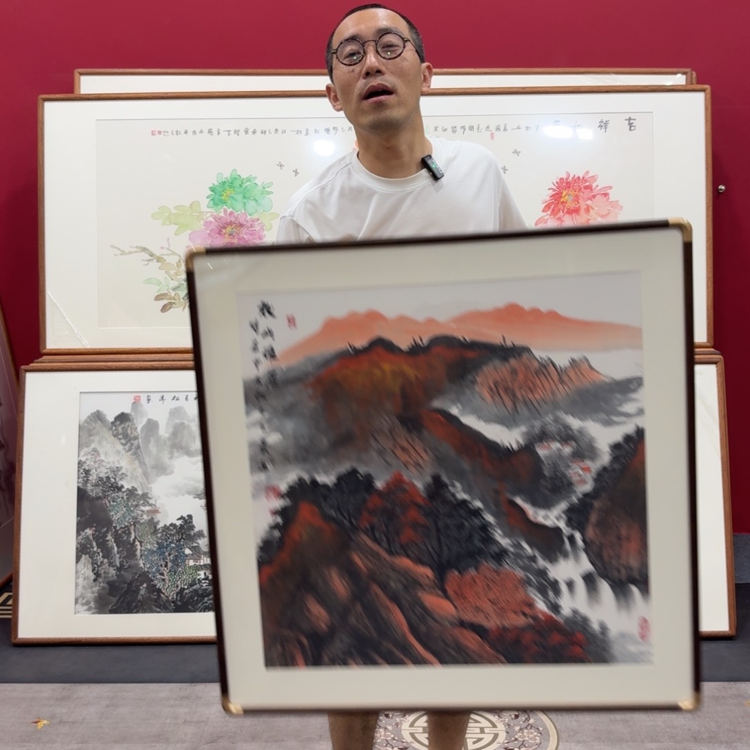 国画带框绘画作品80/80尺寸