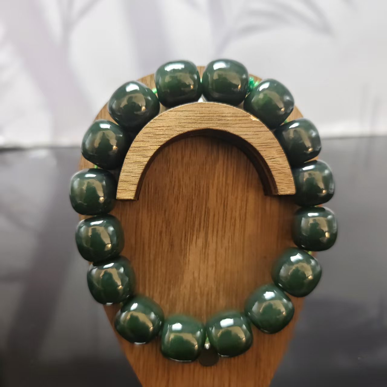 Q和田玉且末桶珠手串（卡14）0371