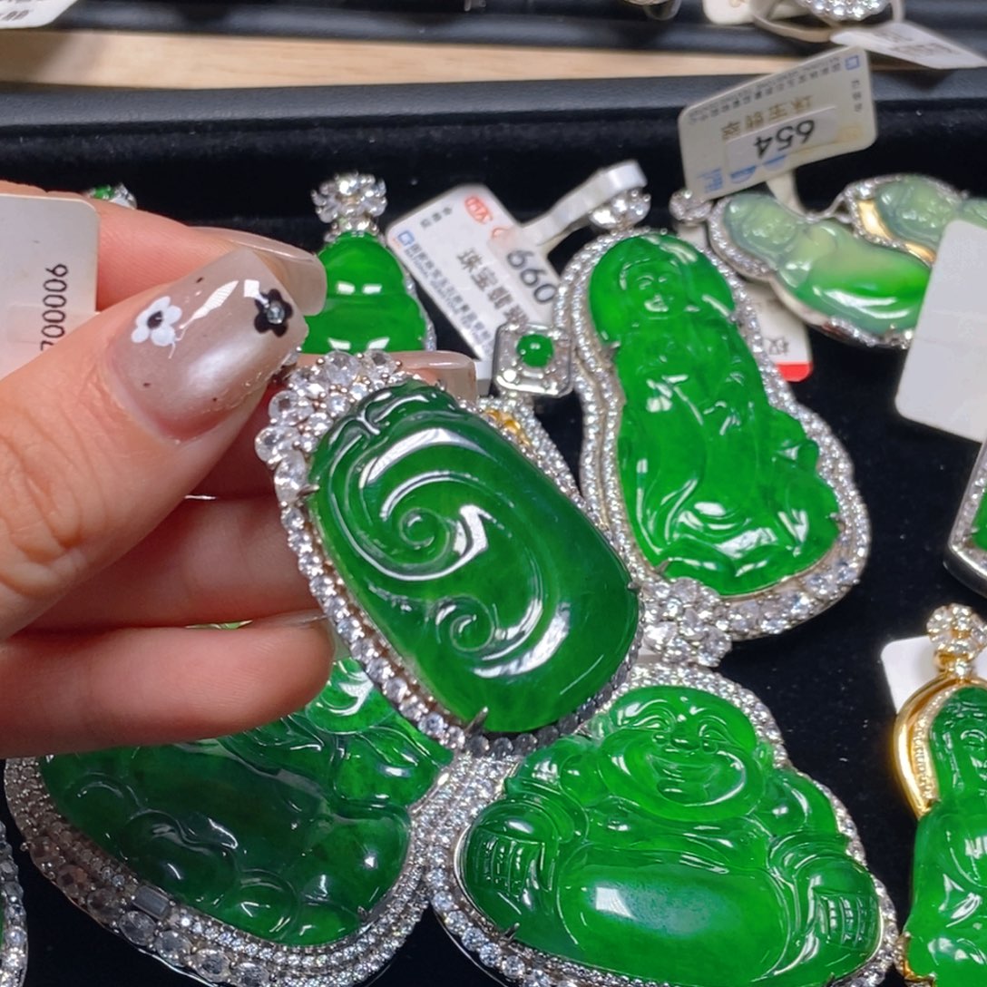 翡翠银S925镶嵌吊坠(不含链)