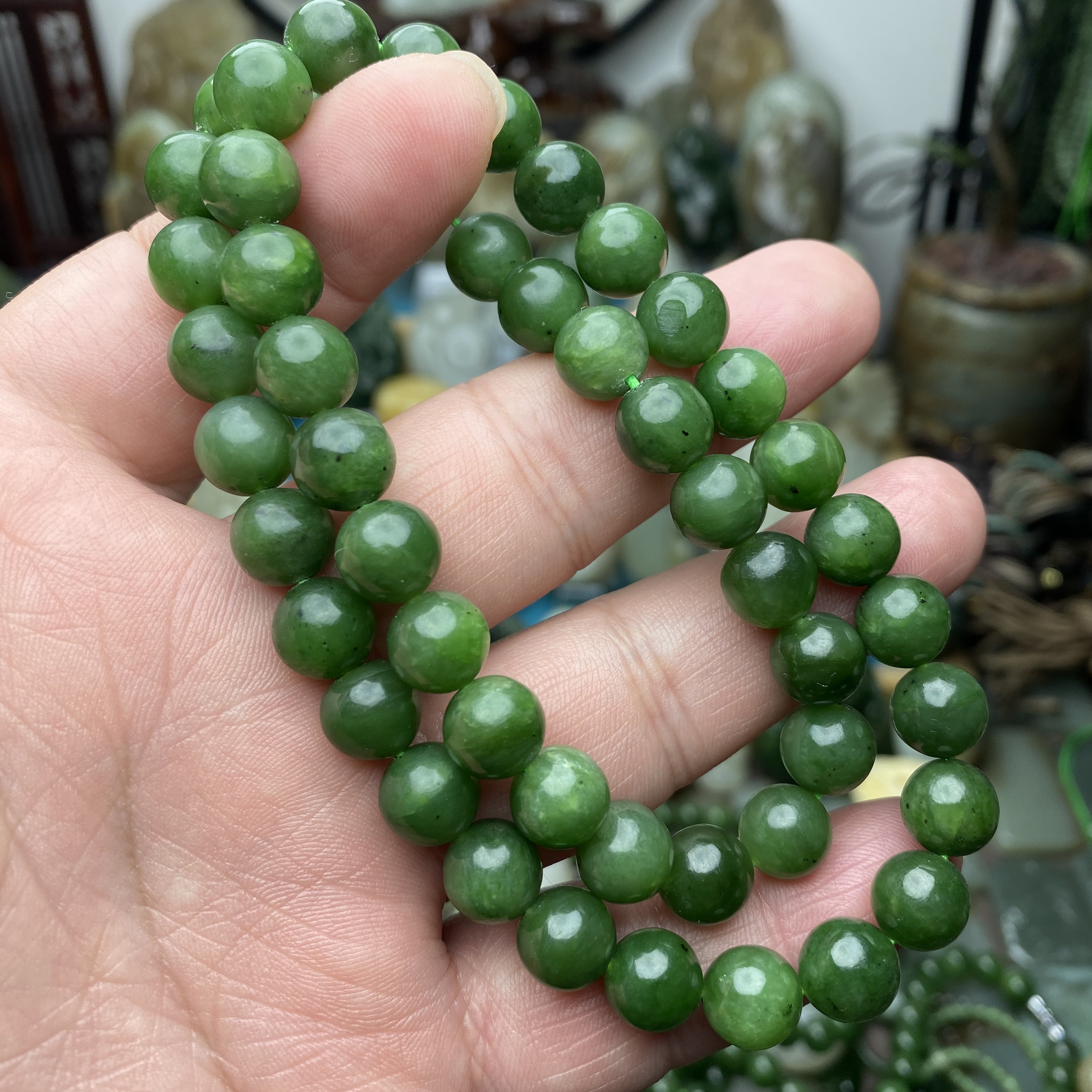 和田玉碧玉项链卡9mm+妈妈链单圈（多样性发货）和田玉碧玉项链