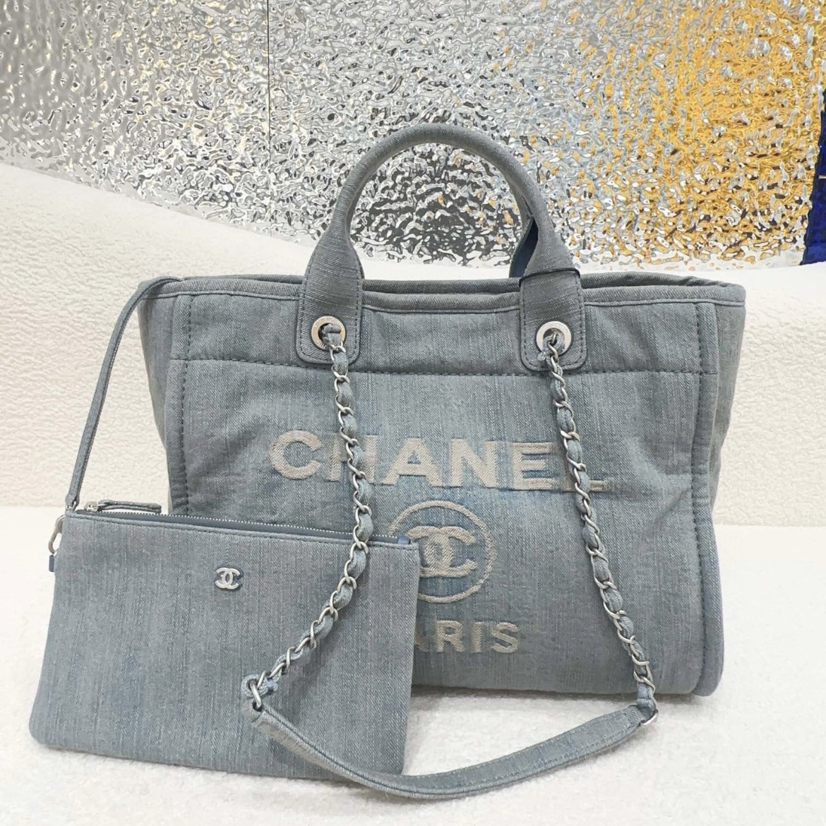 95新 Chanel/香奈儿 多多奢品/香奈儿芯片款沙滩托特包/98新包展
