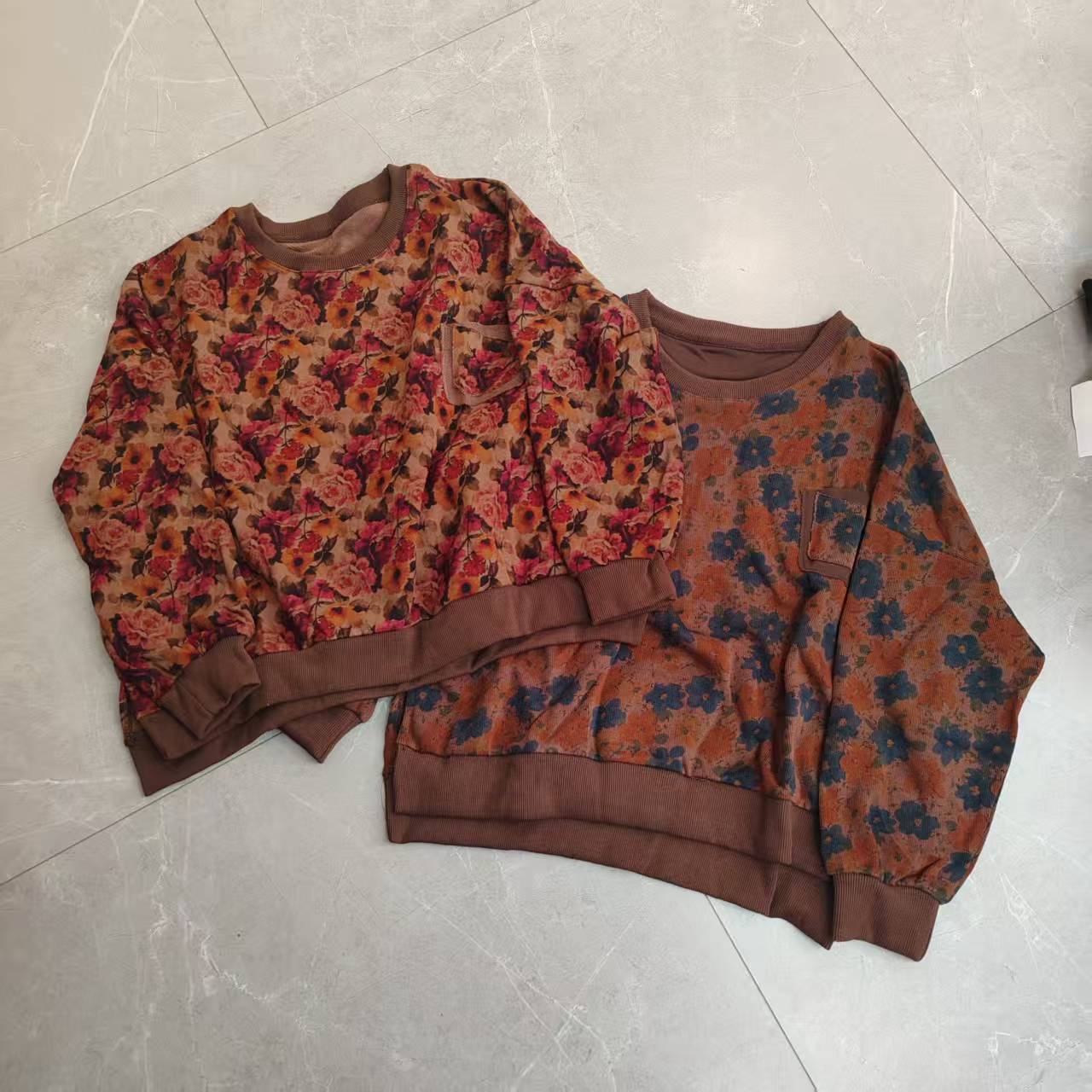 198（飞儿同款）韩版卫衣春秋长袖宽松百搭时尚碎花