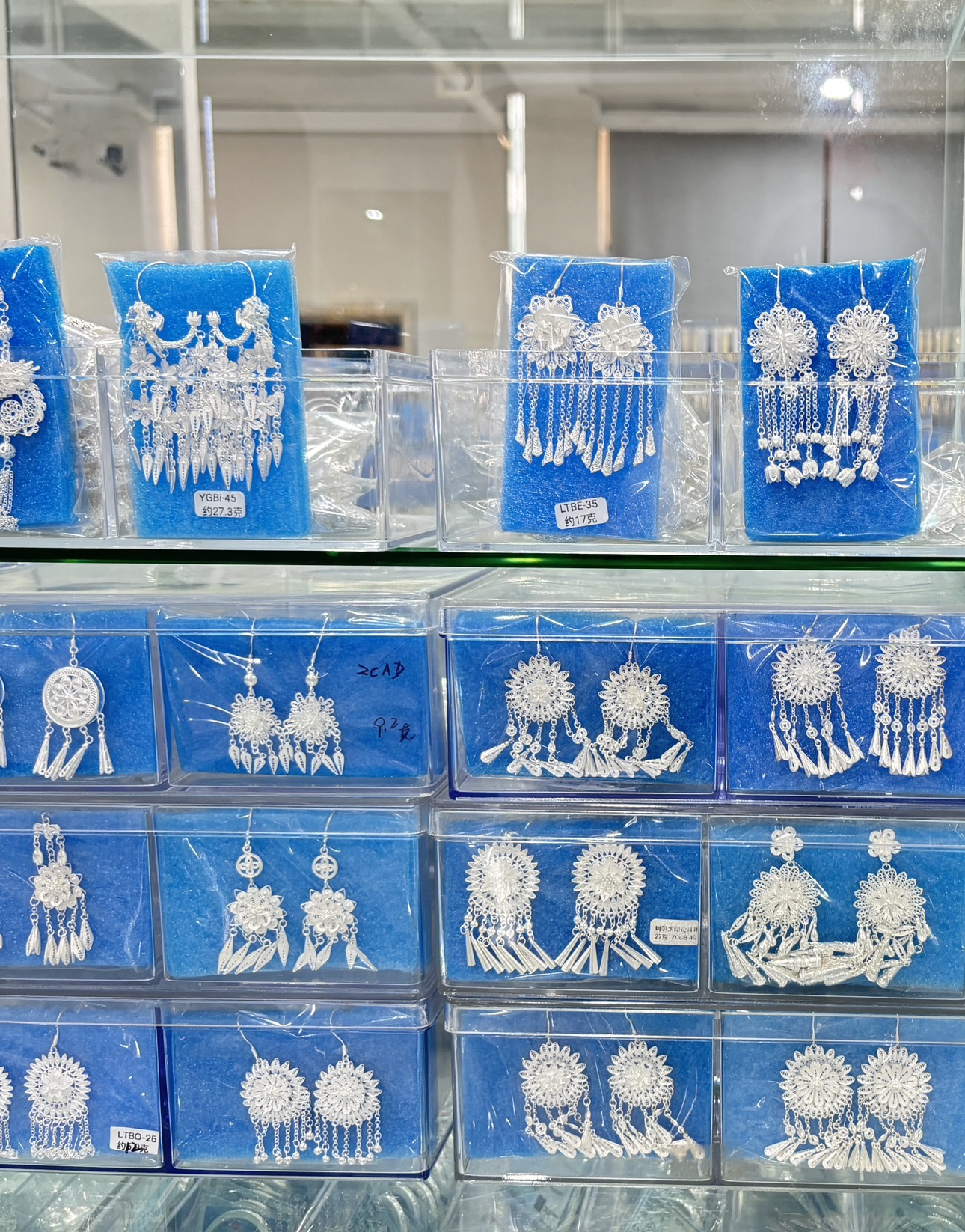 足银耳饰 耳饰首饰流苏款宝宝透明民族风女银制品耳环手工