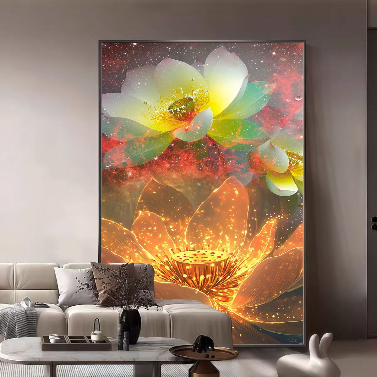 唯美七彩莲花招百财客厅玄关房间装饰挂画（莲华璀璨）