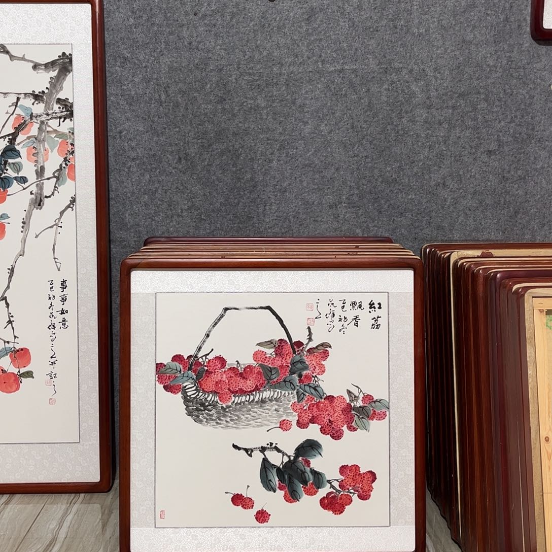 国画书画作品带框63×63