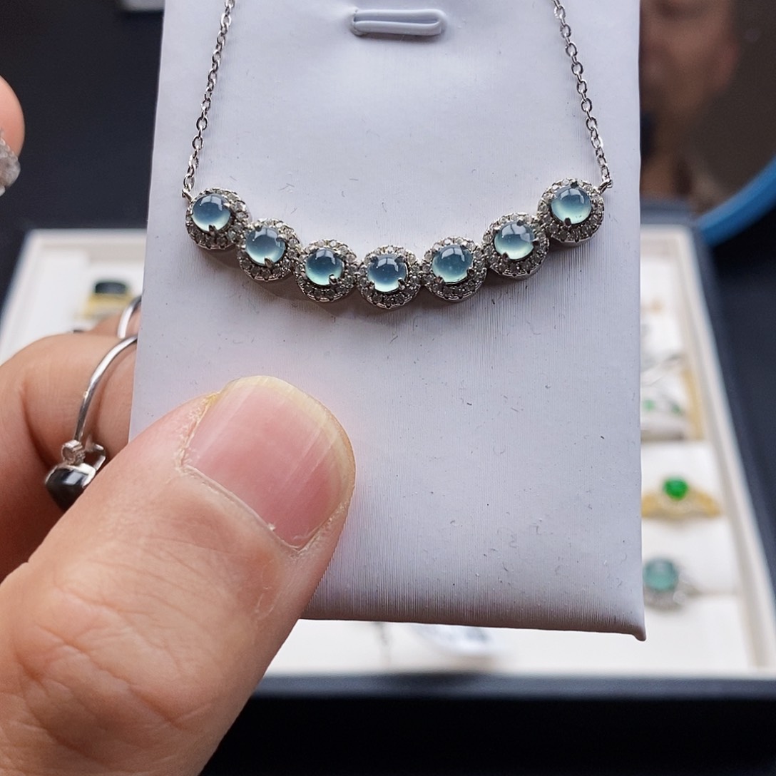 颈饰银S925镶嵌翡翠w w