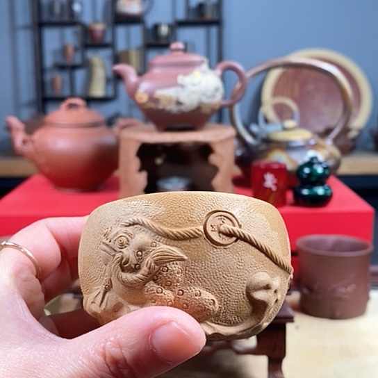 紫砂茶杯提**休金蟾主人杯