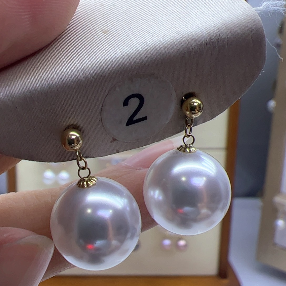 淡水珍珠耳饰18K金镶嵌