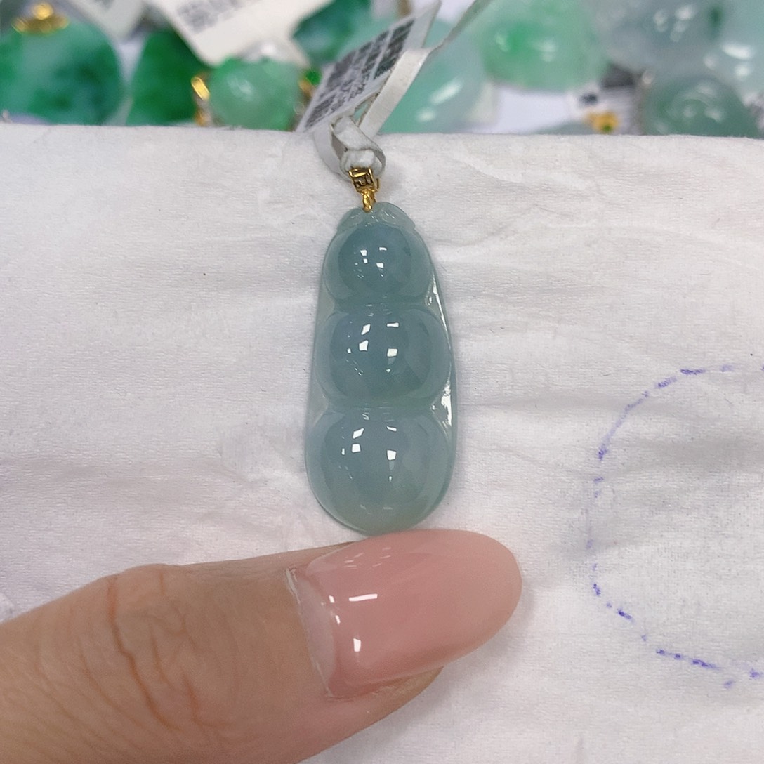 翡翠18K金镶嵌颈饰天然翡翠a货 百元以上9米证书费自理