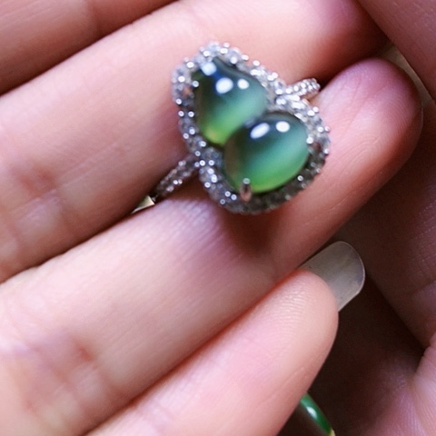 和田玉银S925镶嵌戒指