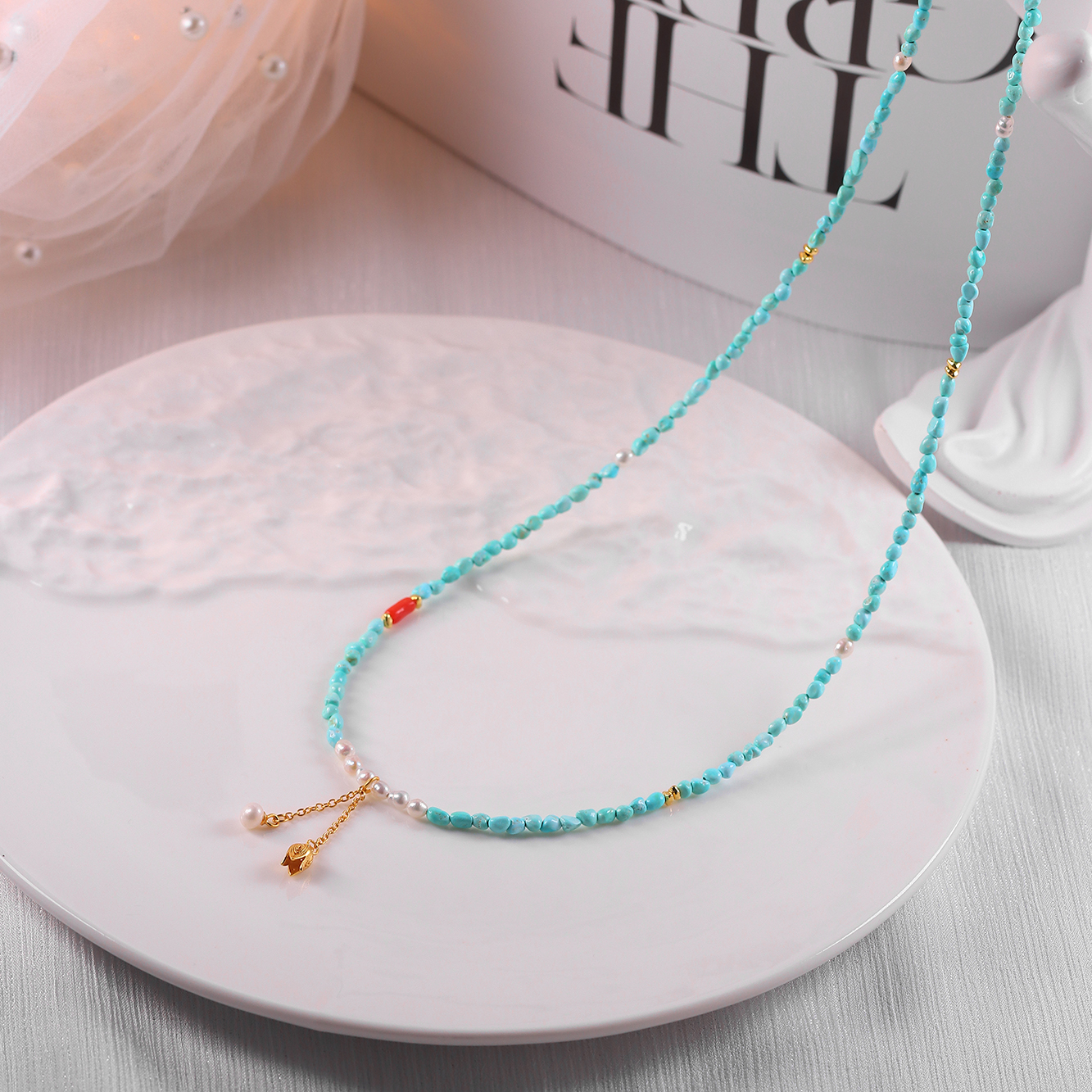 湖北绿松石随型DIY项链