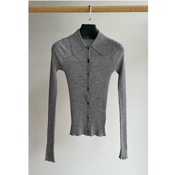 原单非世面货！丝羊绒polo领开衫 8040