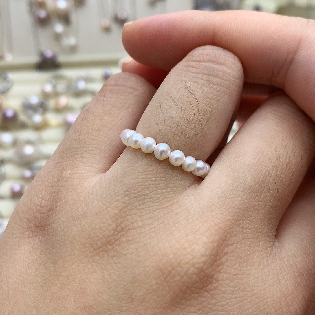 戒指银S925镶嵌淡水珍珠