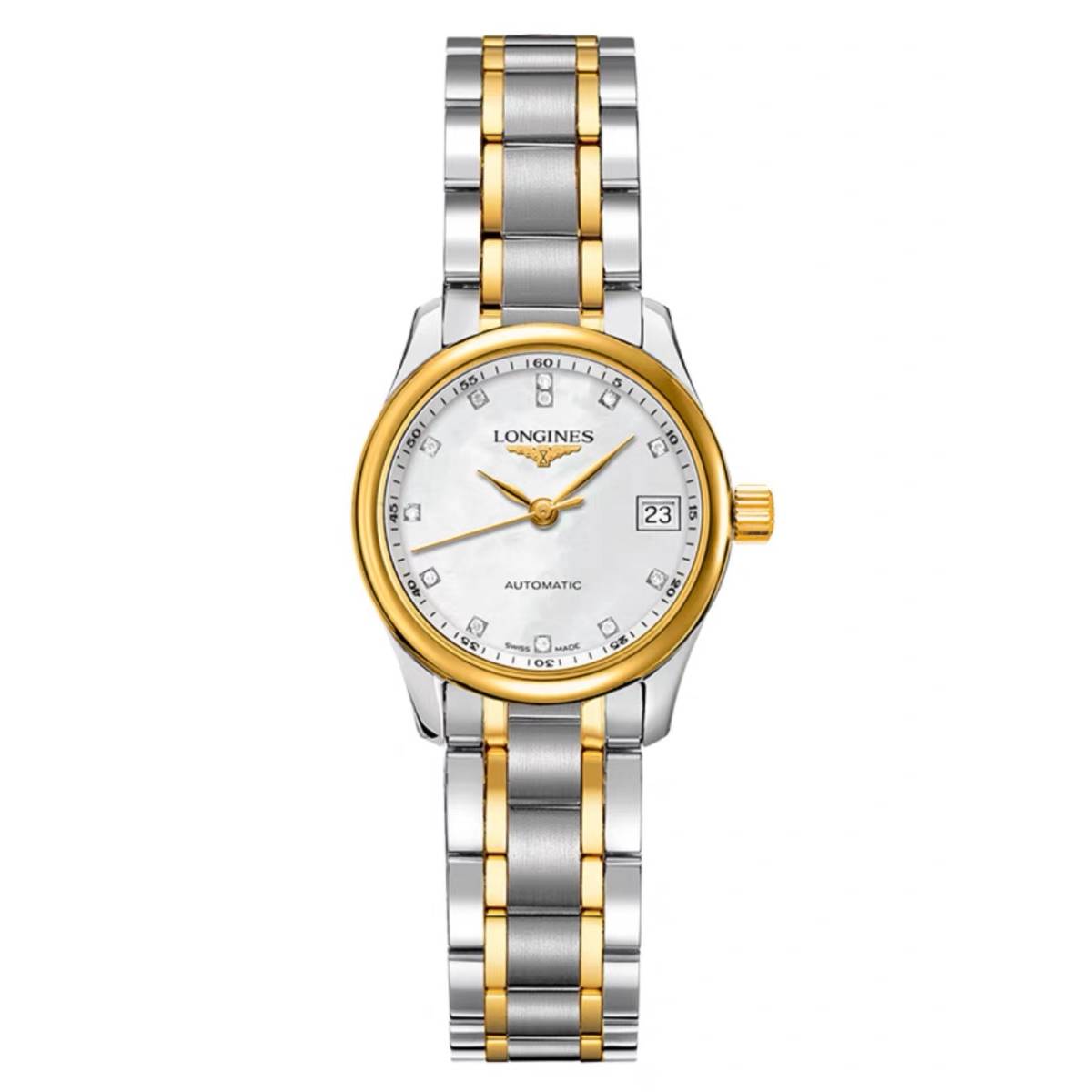 99新 Longines/浪琴 名匠128/机械/间金贝母钻刻/表径25.5mm/女士