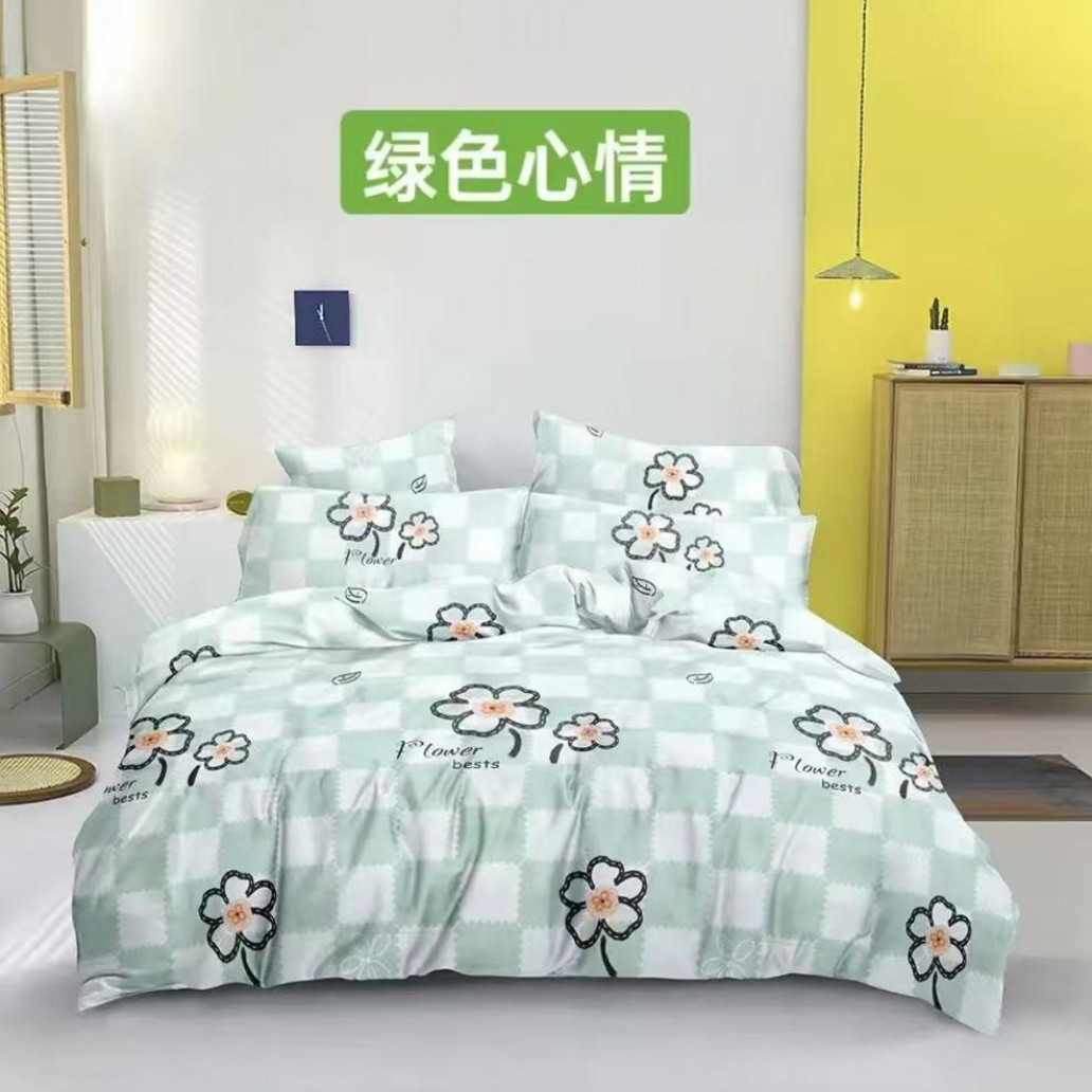 【单人1.5被套绿色心情】加厚牛奶棉秋冬保暖加绒舒适斜纹加密床单