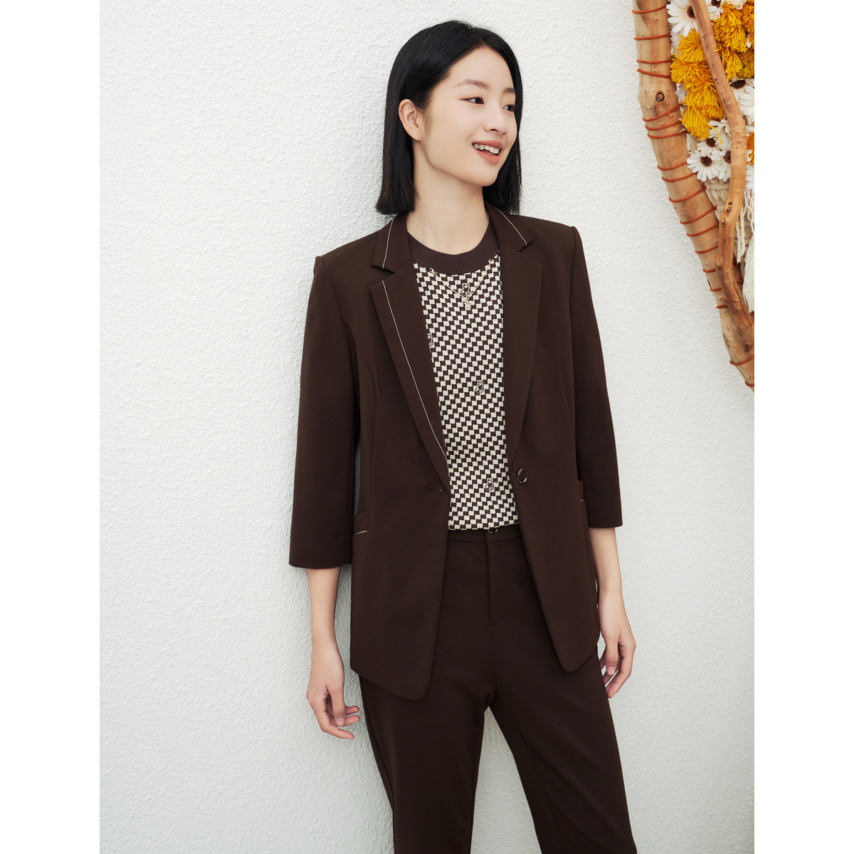 【安雅专属】秋季款气质优雅女西服通勤干练设计感西装领外套