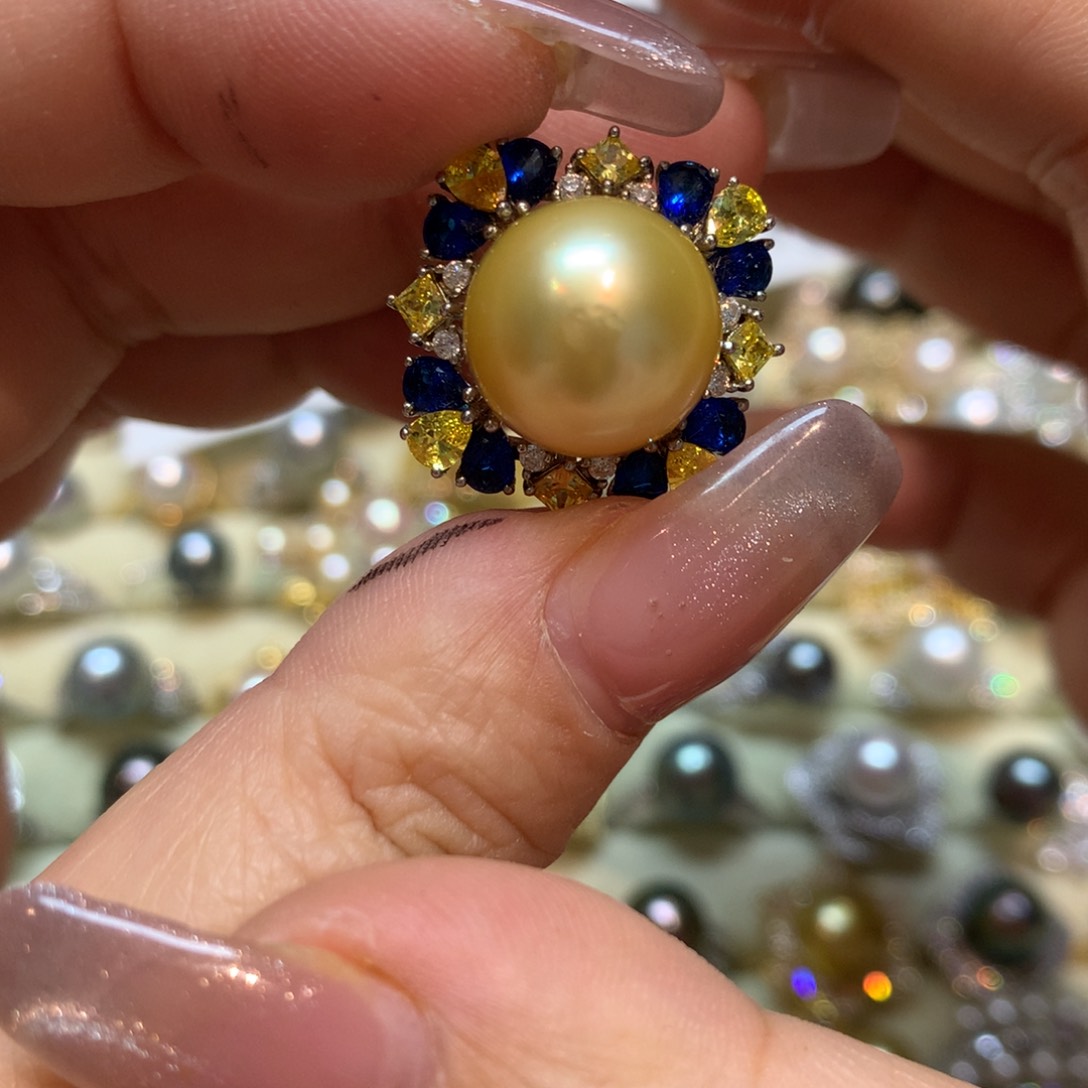 海水珍珠戒指银S925镶嵌