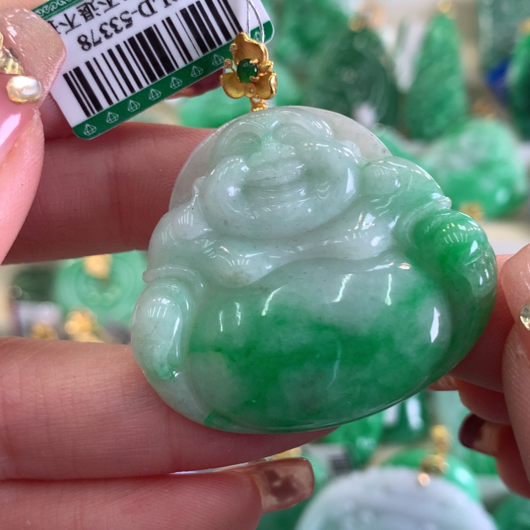 翡翠吊坠(不含链)18K金镶嵌