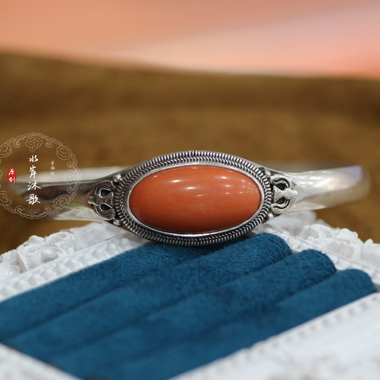 足银戒指 老旭日民族风手工纯银手镯1880