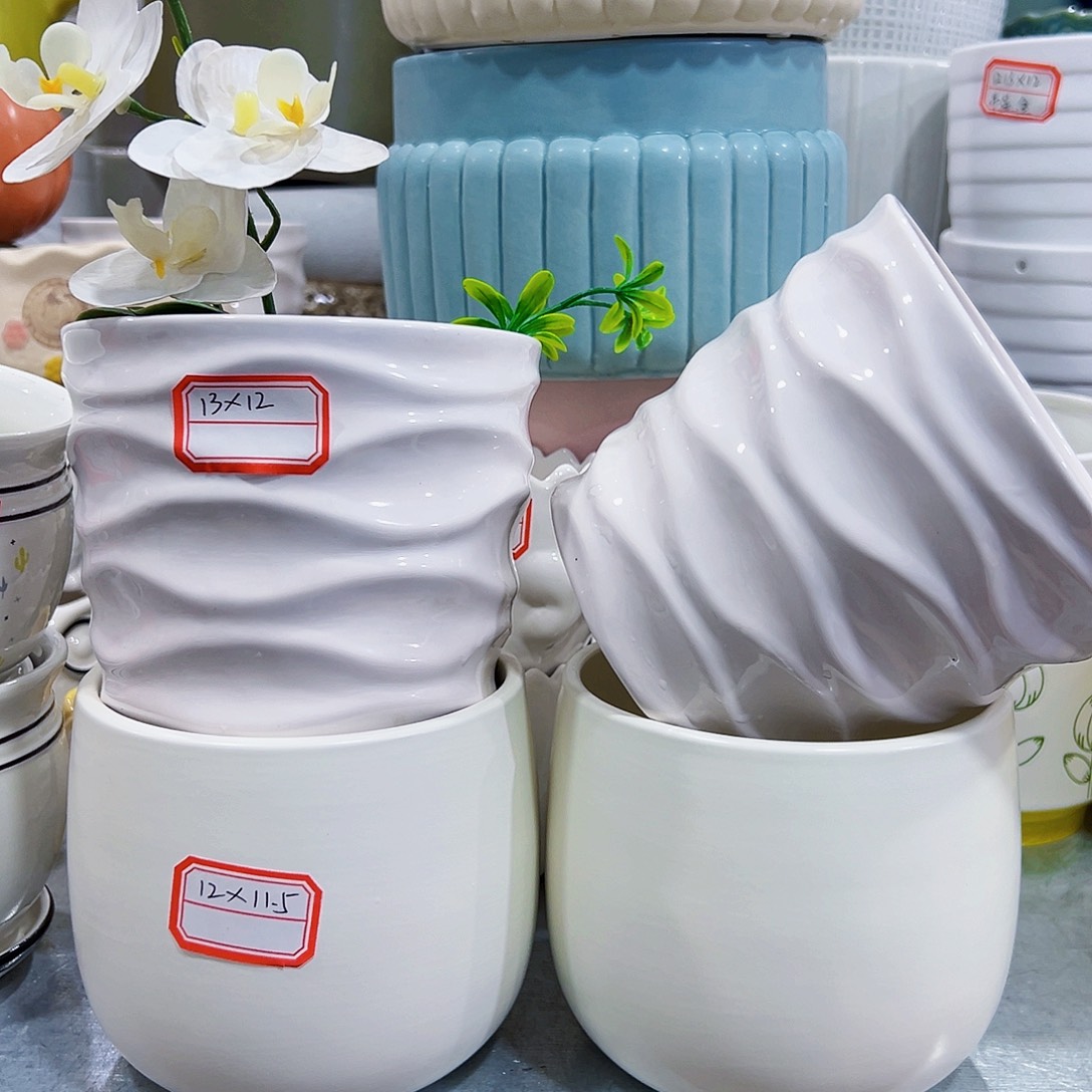 有孔外贸尾单陶瓷花盆凑单10米包邮