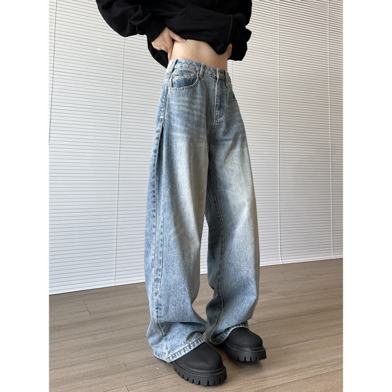 百搭  美式复古弯刀牛仔裤慵懒风