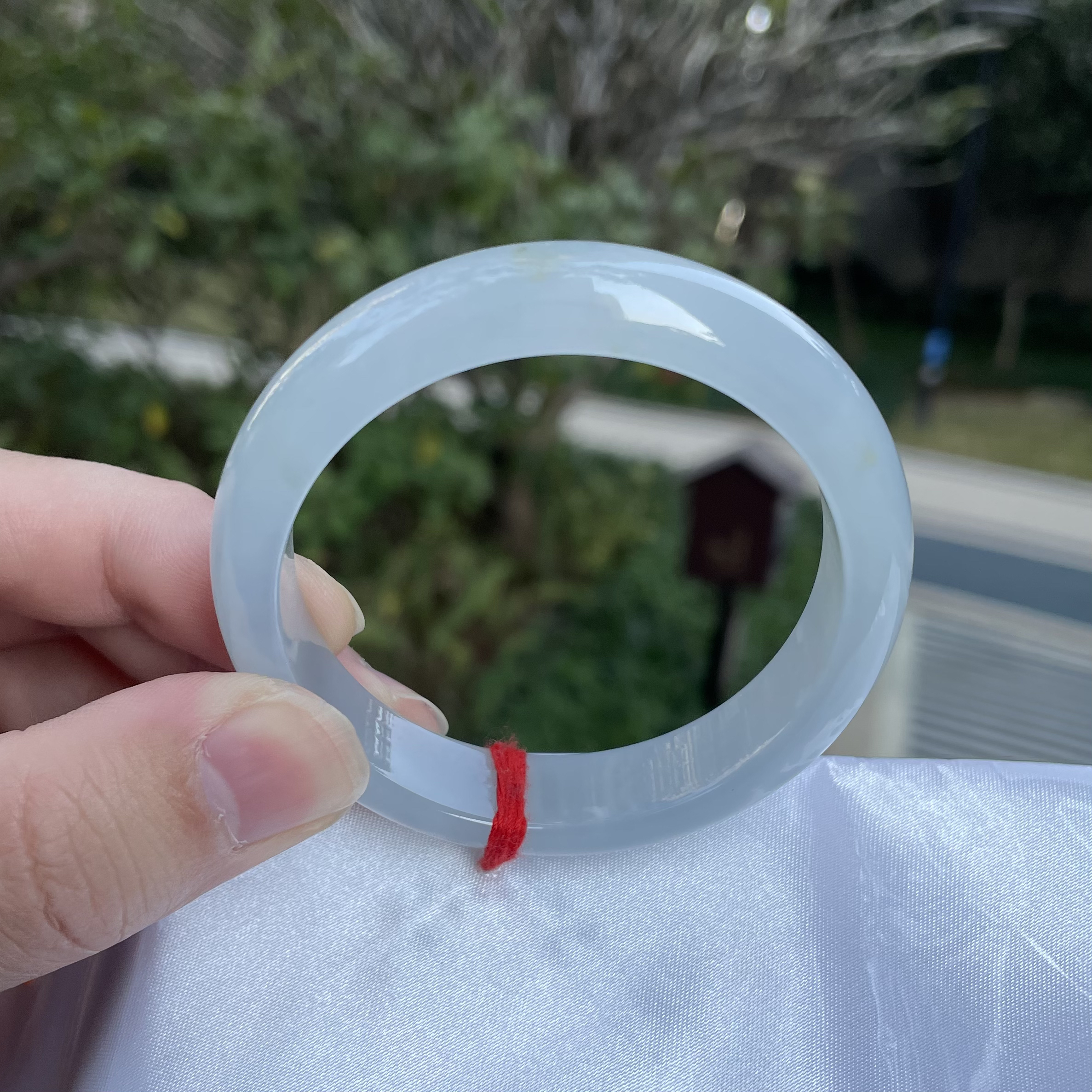 天然翡翠冰胶蓝洒金手镯 五十三点一圈口 正圈