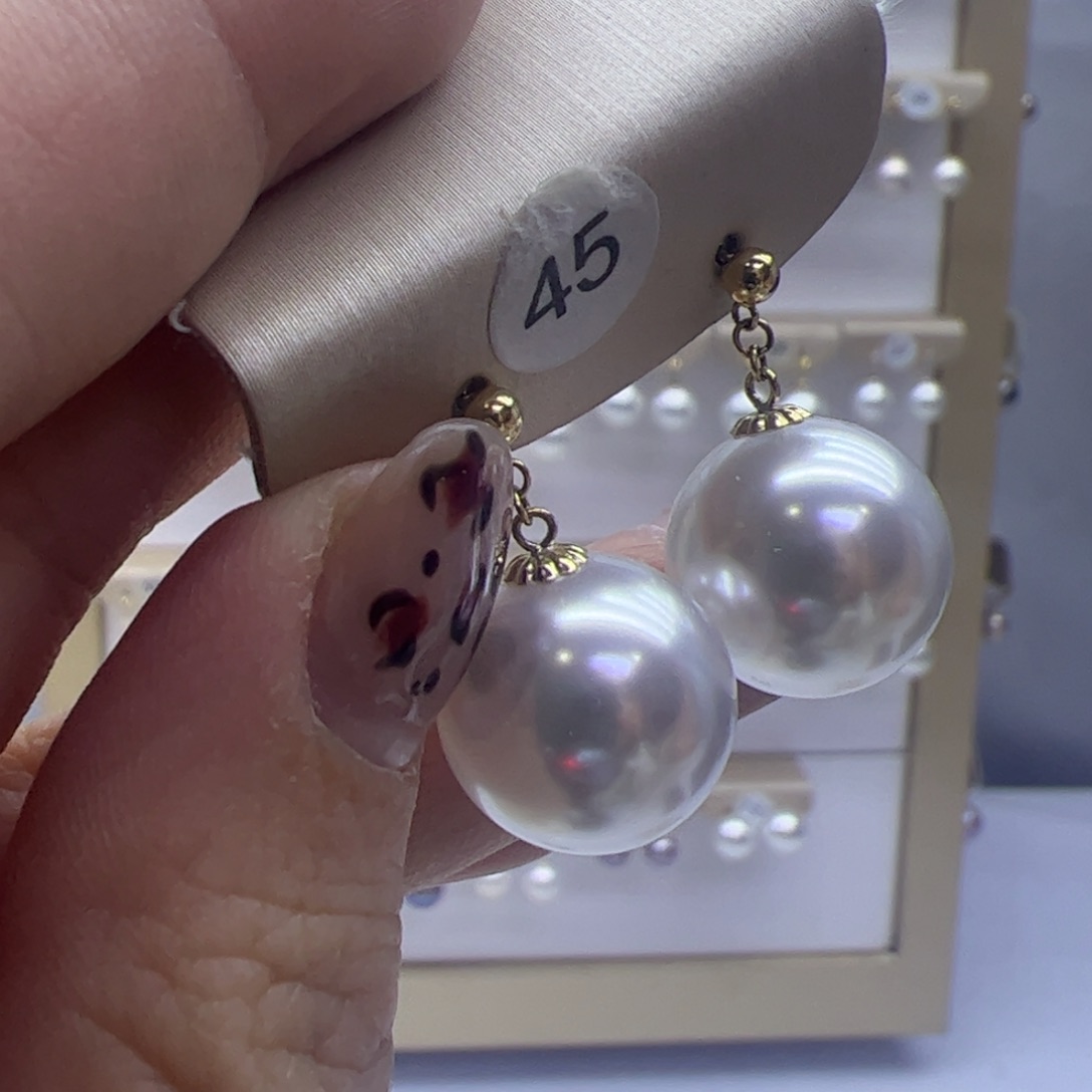 淡水珍珠耳饰18K金镶嵌