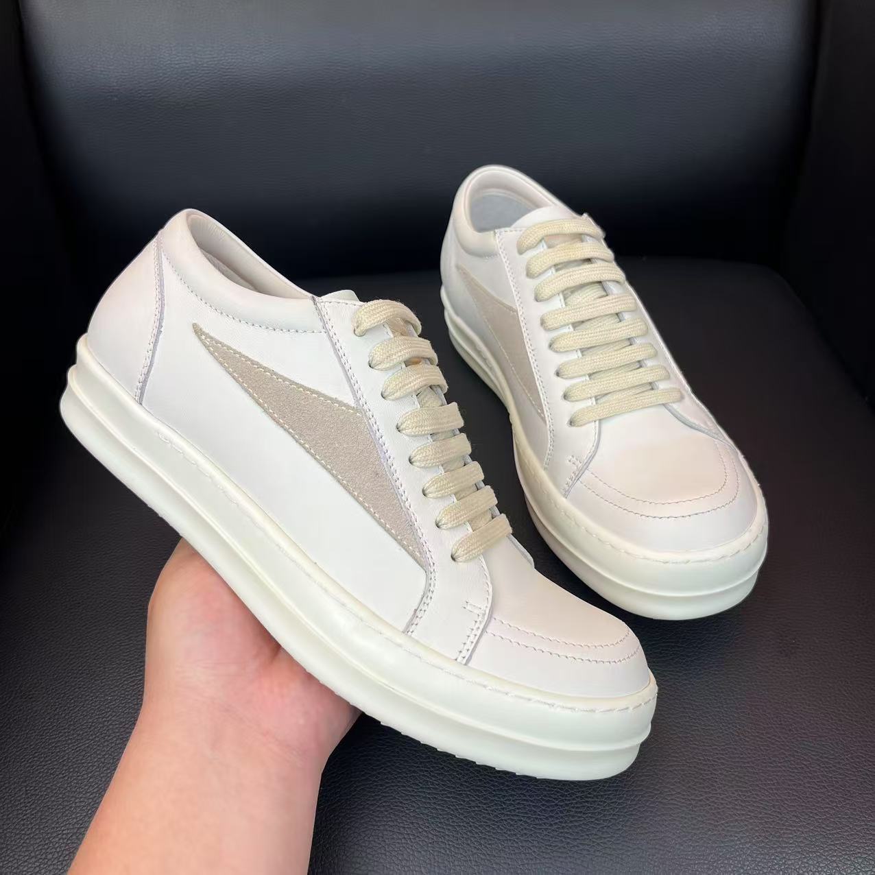 厚底增高男鞋圆头系带休闲鞋男士板鞋透气不臭脚