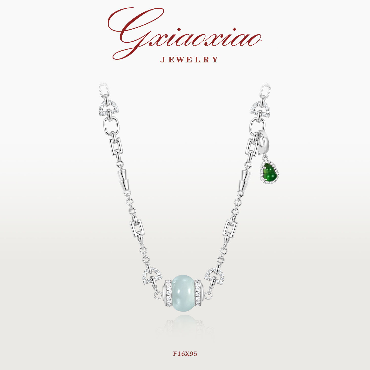 G XIAOXIAO 镀K金【清韵翠影】新中式葫芦项链 F16X95 F16X96