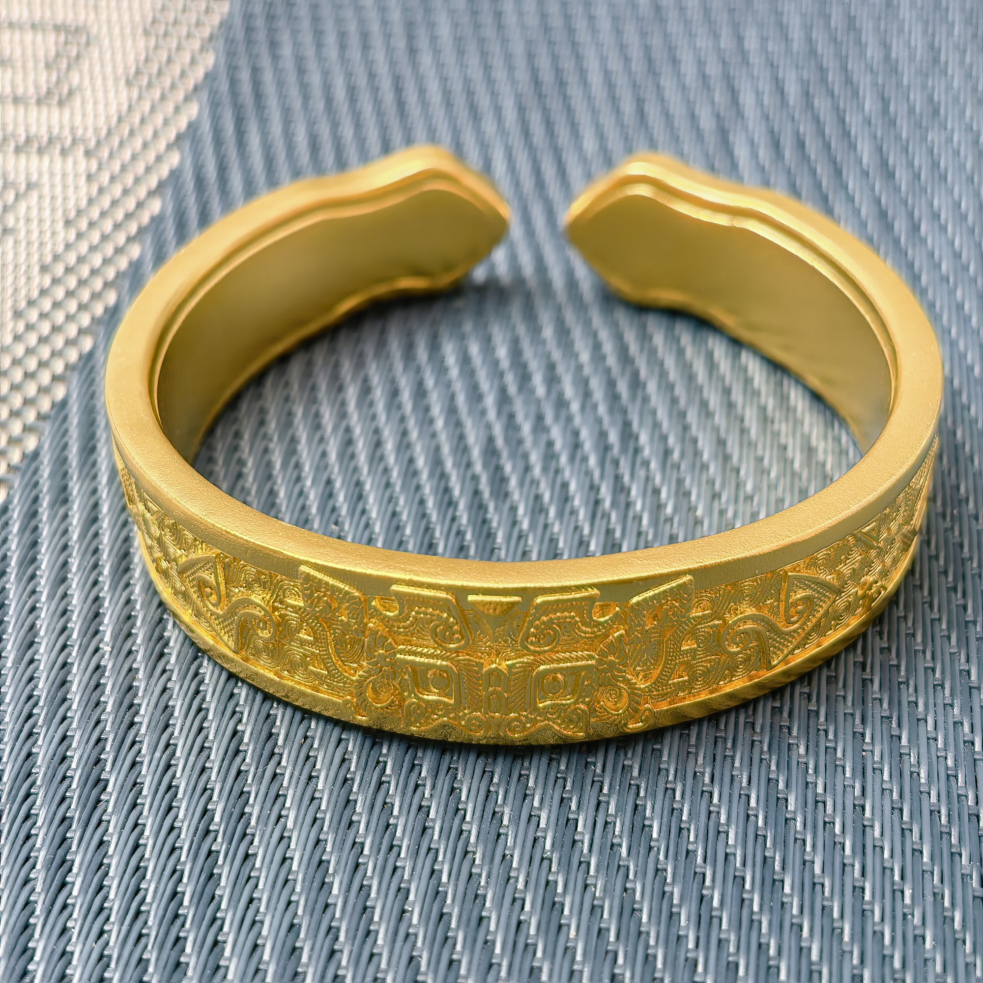 足银手镯 饕餮开口手镯瑞兽巨能吞宽版时尚百搭