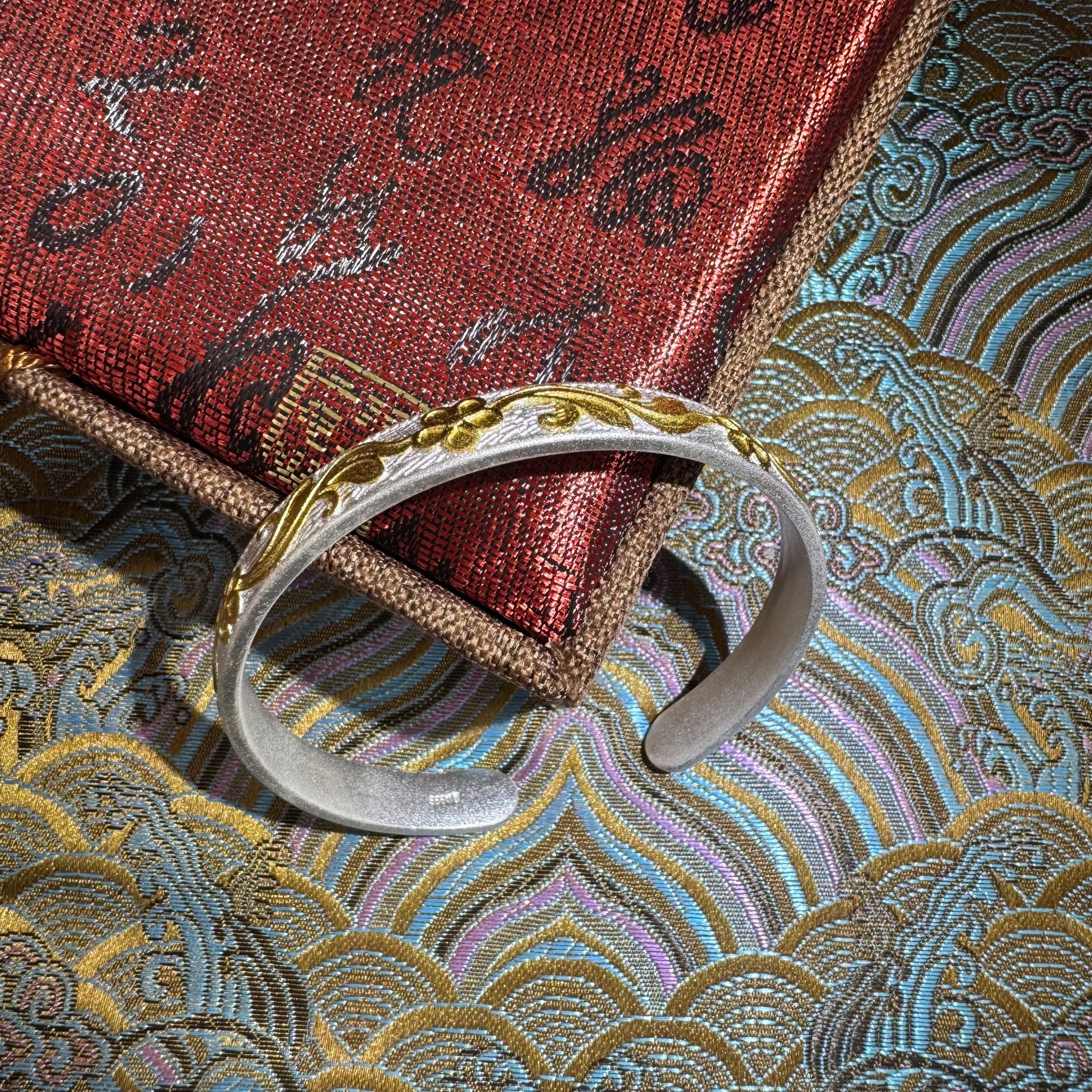 【K】足银手镯 太阳花祥云开口手镯 SZ0030