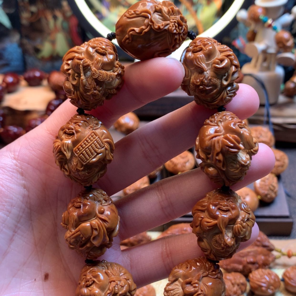 【闪购商品】橄榄核手串?****龙财神