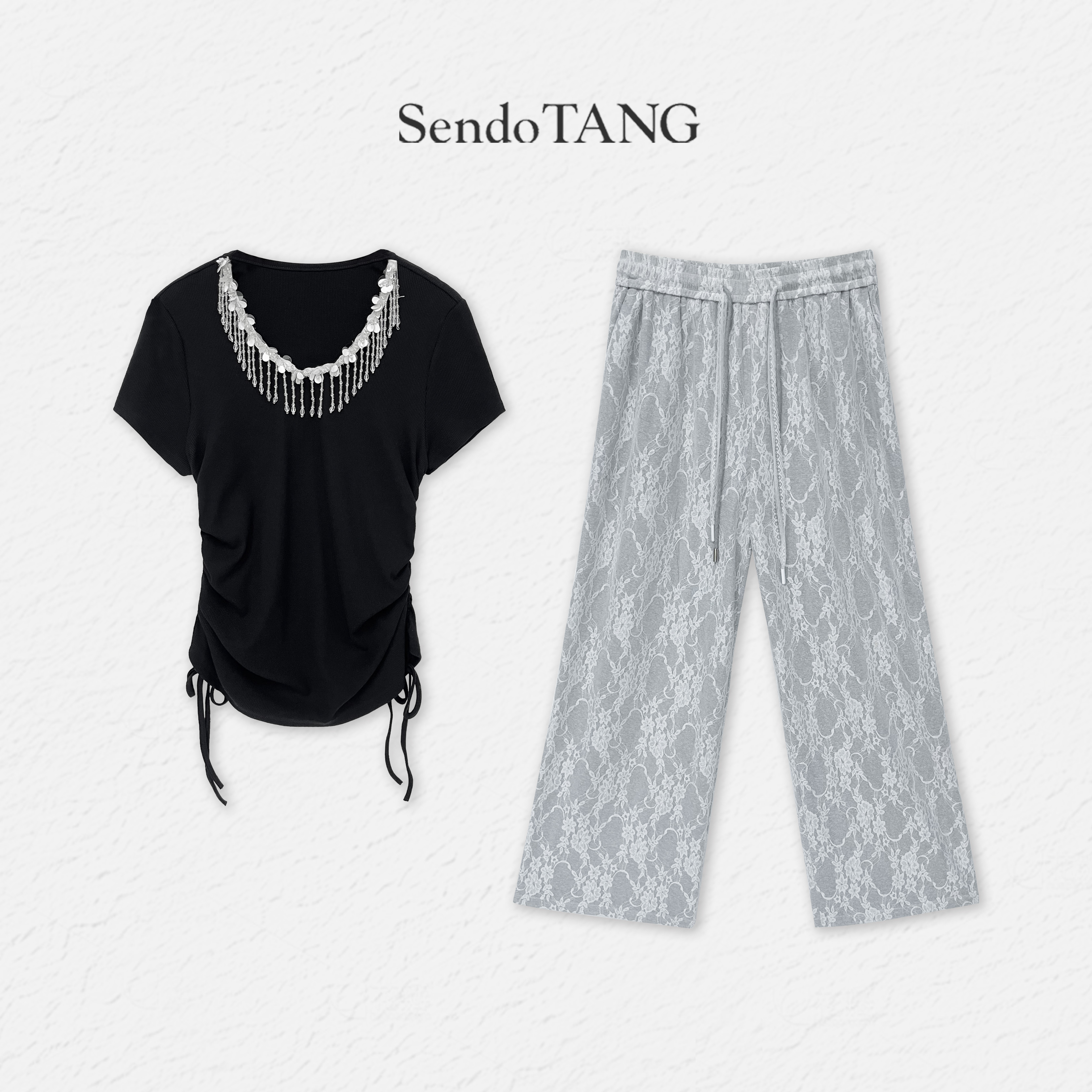 省心穿搭【清水湾】胖多女装夏季新款休闲百搭时尚上衣休闲裤套装