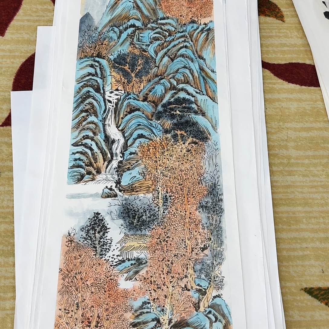 国画四尺对开山水